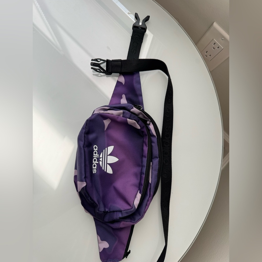 Adidas Purple Camo Recycled Polyester Fanny Pack Belt Bag Retro 80s Streetwear